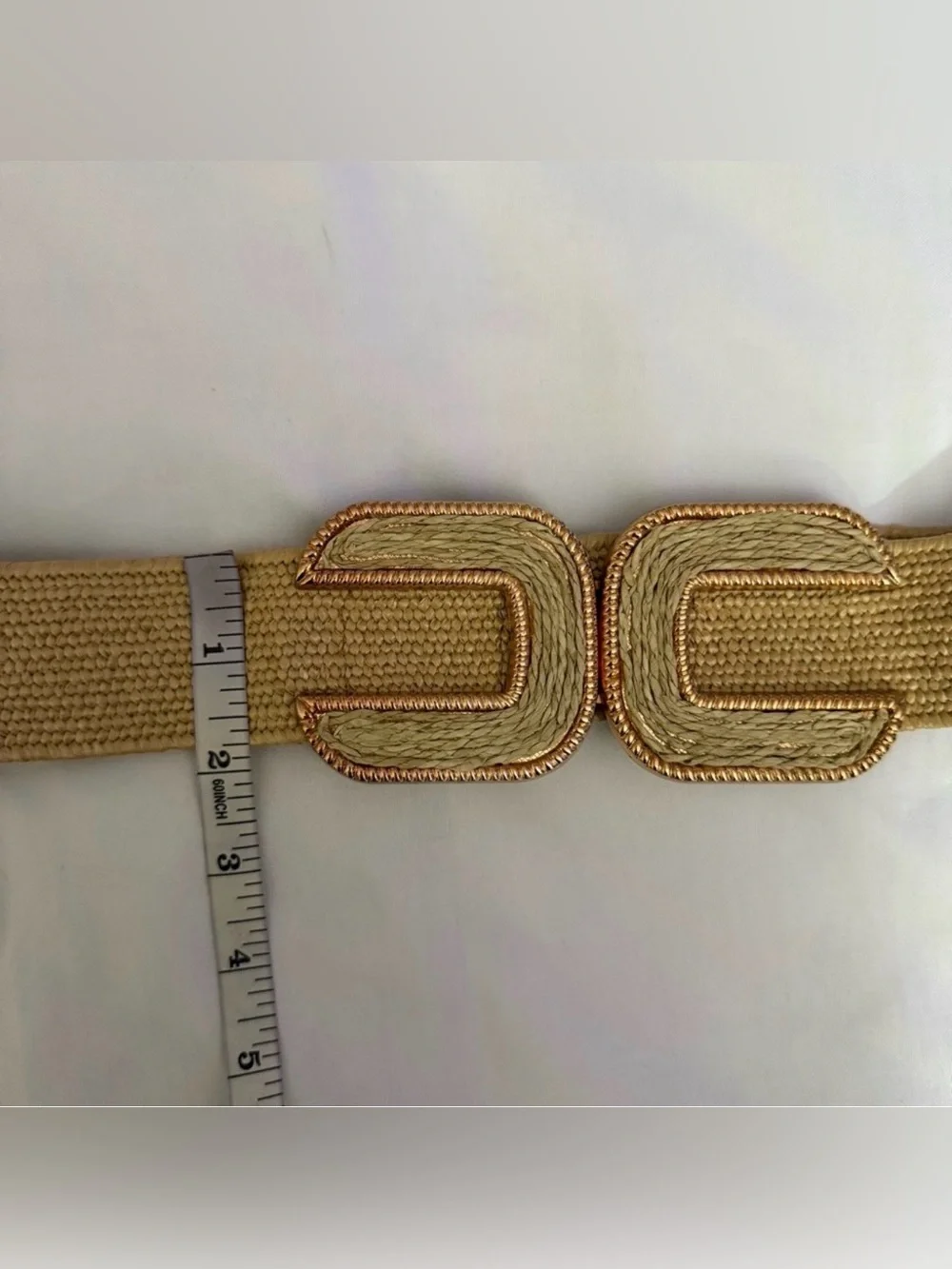 Bohemian khaki stretchy paper waistband belt